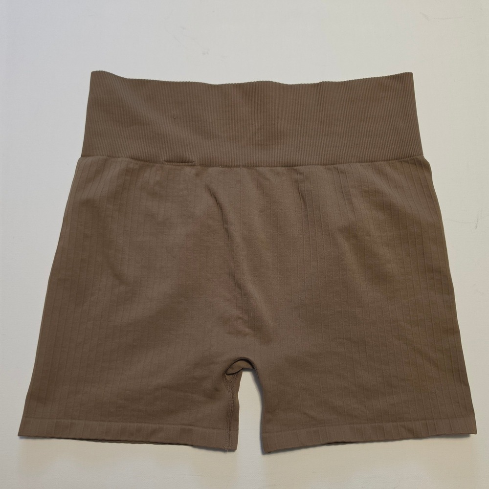 H&M Move Ribbed High Waisted Seamless Biker Shorts Brown Size XL - Picture 5 of 7